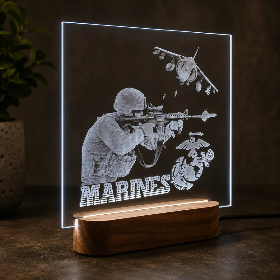 Custom illuminated military acrylic display