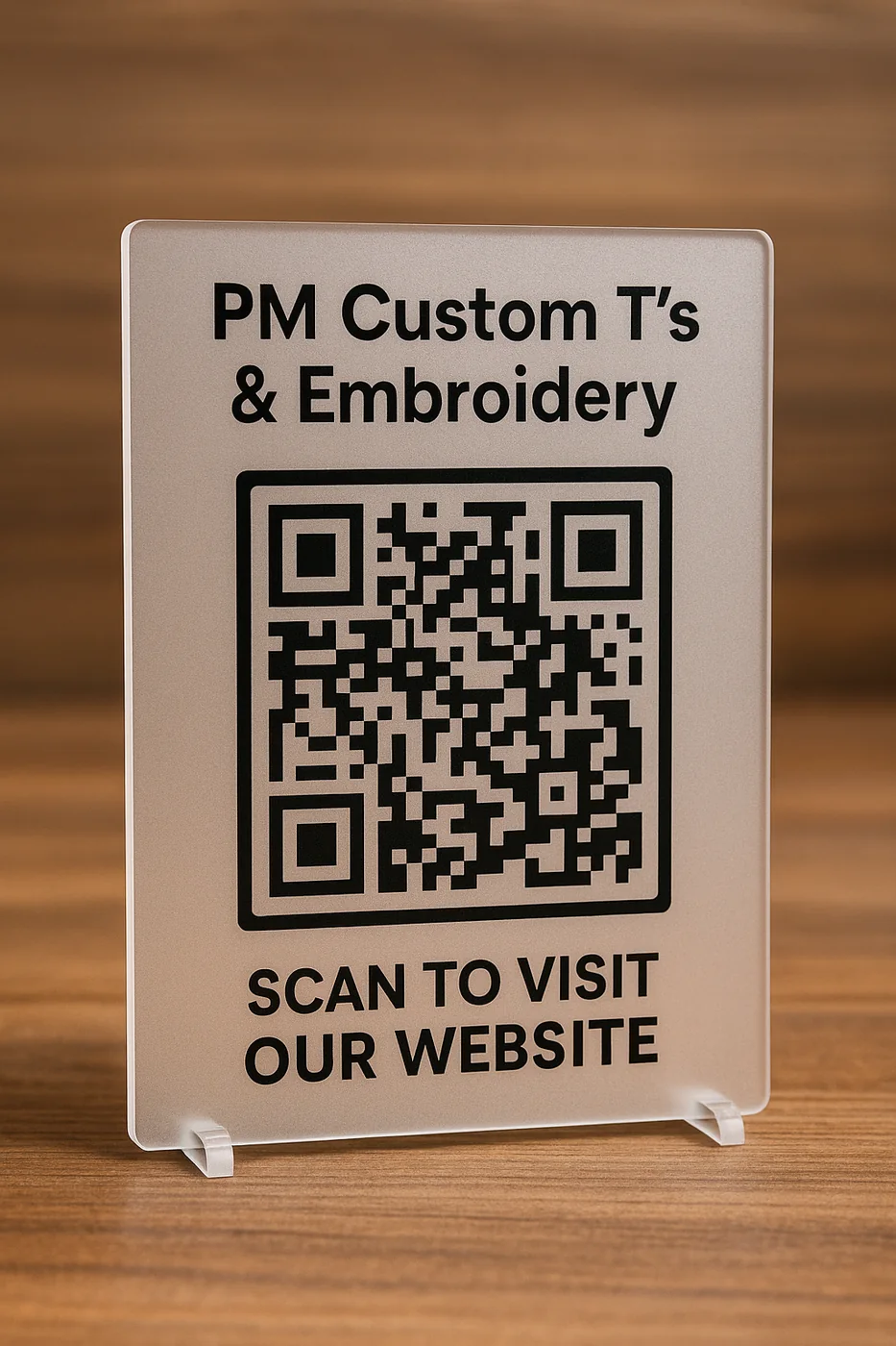 Custom tabletop QR code website display