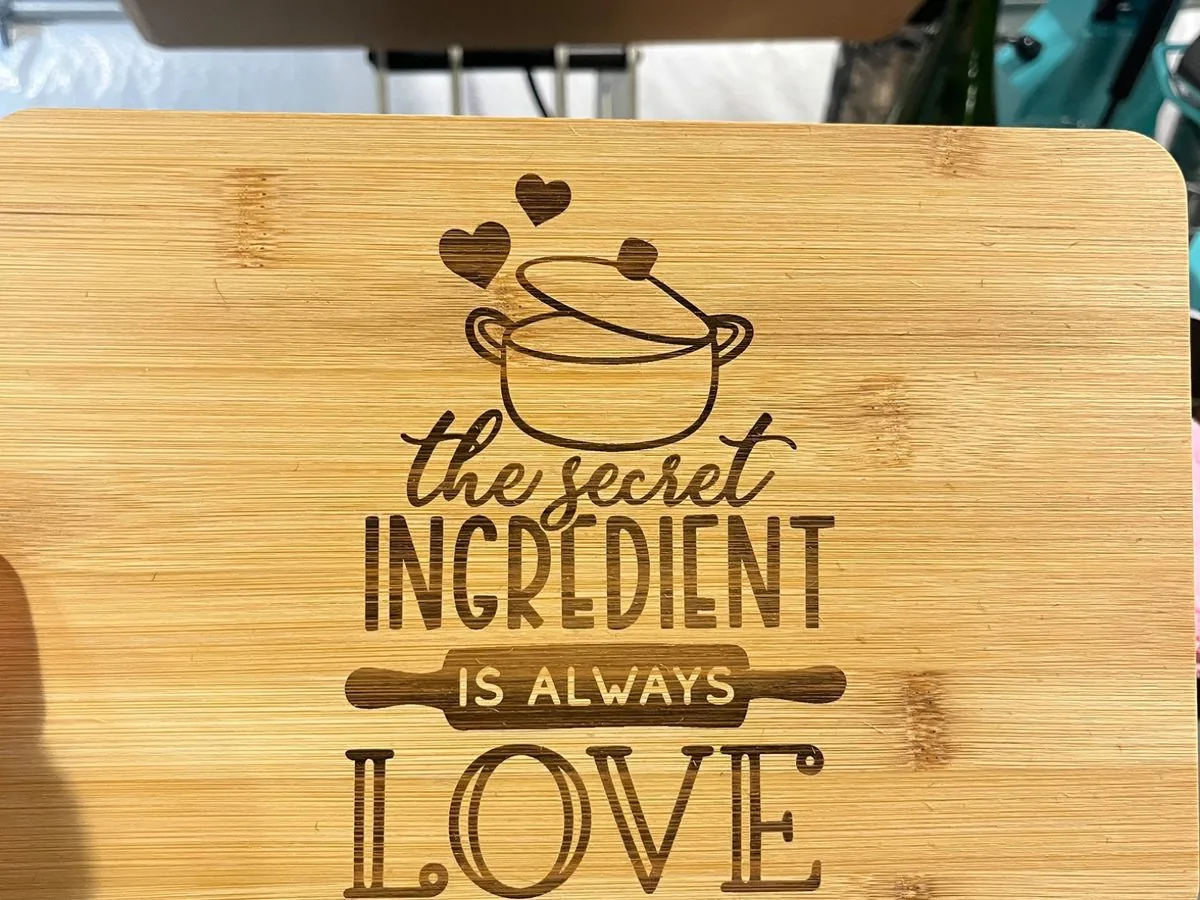 Personalized laser engraved bamboo cutting board