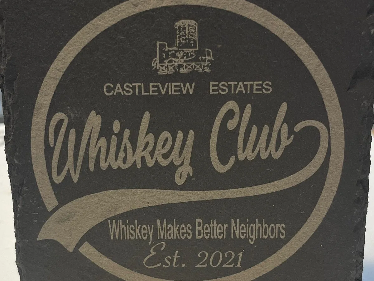 Custom laser engraved slate drink coaster